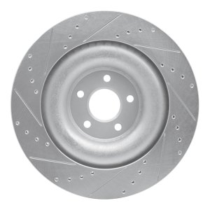 Jaguar XF Brake Rotor (1) - Rear Right - R1 Concepts - Drilled & Slotted - Silver - `10-`24